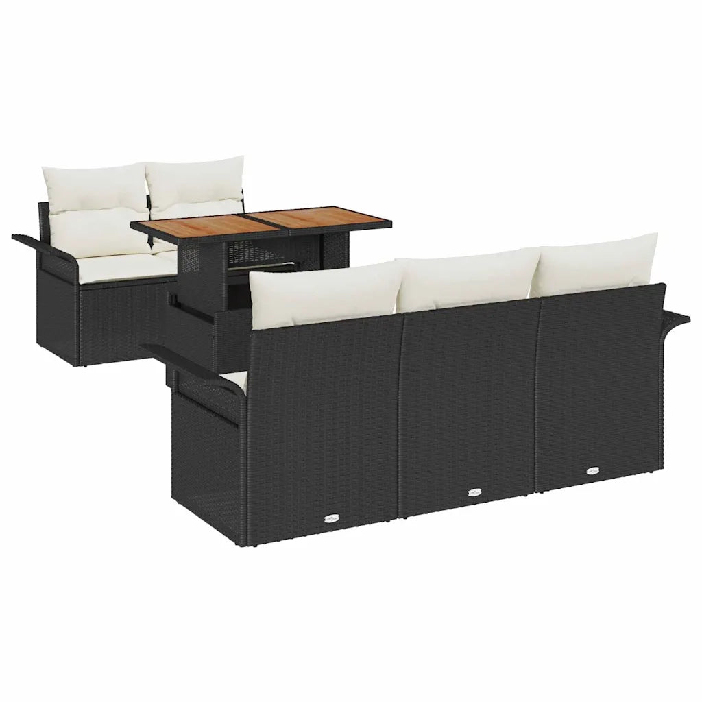 Set Divano da Giardino 6 pcs Nero e Crema polyrattan 3349270