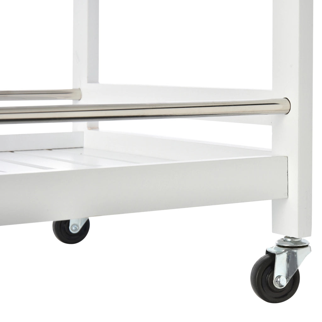 Carrello da Cucina Portavivande ¨C Xylo ¨C Legno Bianco 3 Ripiani con Ruote 45x38x78cm