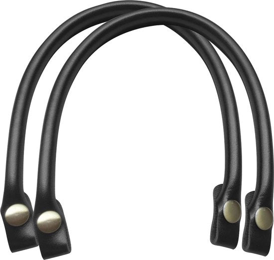 Griffe di sostituzione per borse - 2 cinture in pelle - pelle PU - pulsante regolabile - sostituzione borsa - 40 cm nero