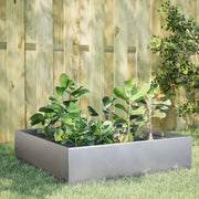 Fioriera Rialzata da Giardino-Vaso da Esterno-Fioriera Elevata 100x100x25 cm in Acciaio Zincato