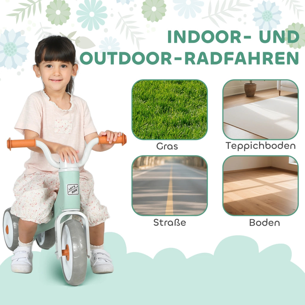 Bici senza pedali per bambini 12-36 mesi ¨C Xylo ¨C Verde con 3 ruote silenziose