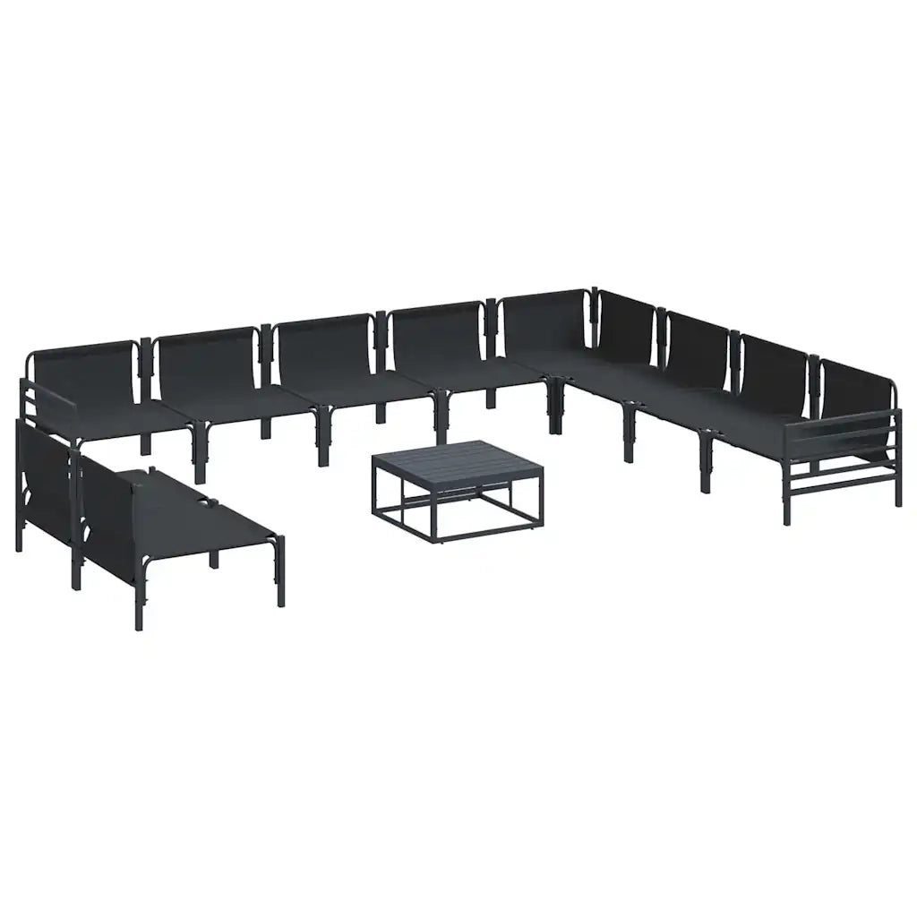 Set Divano da Giardino con cuscino 11 pcs Nero Acciaio 3378999