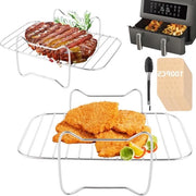 Griglia a luce calda in acciaio inossidabile - set da 2 con 100 x carta da forno - accessori per Dual Zone - compatibile con AF300EU AF400EU