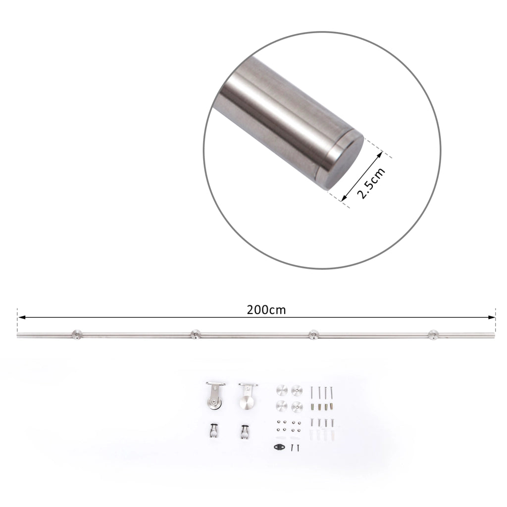 Kit Fissaggi per Porte Scorrevoli ¨C Zephmum ¨C Acciaio Inox 2,5x200 cm Argento