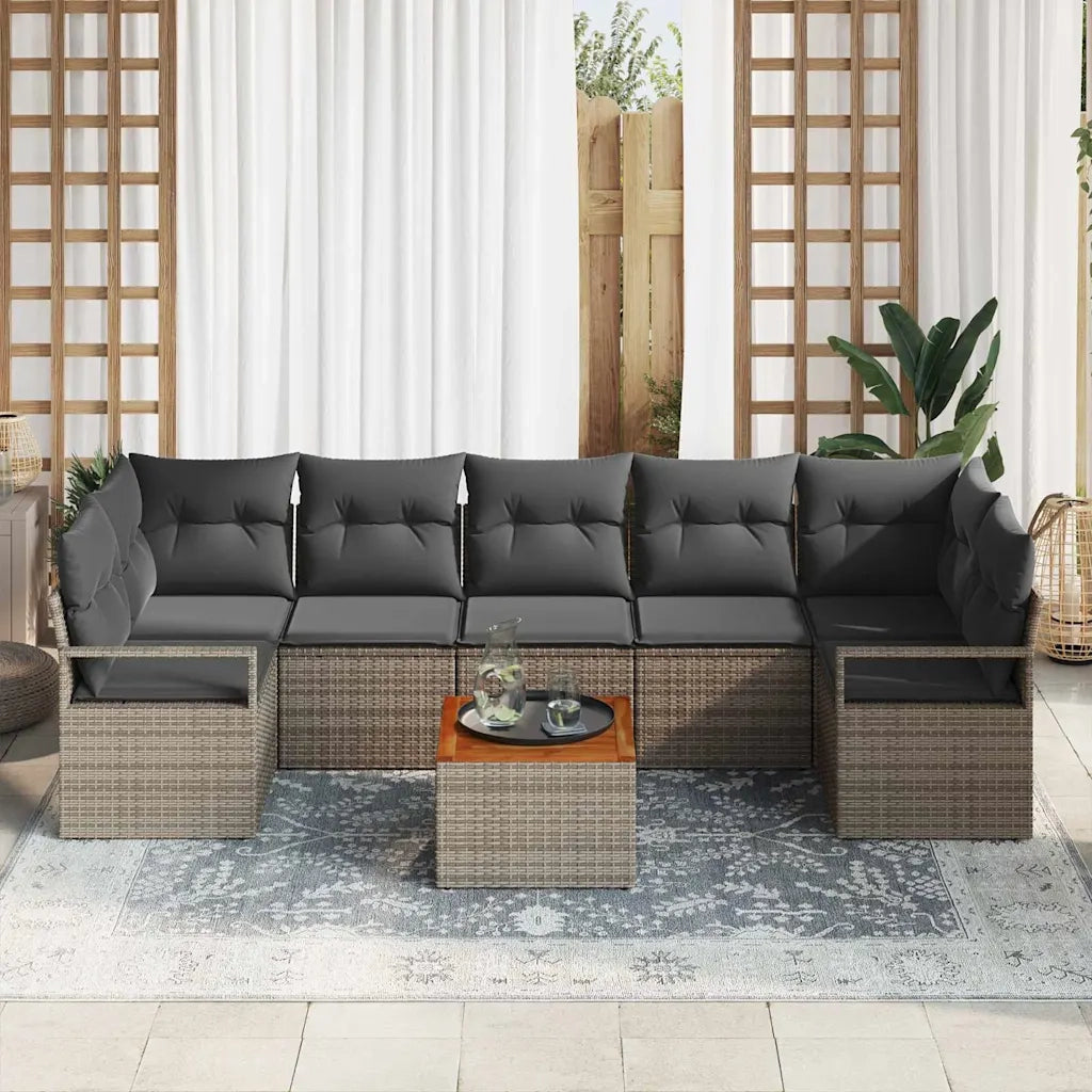 Set Divano da Giardino 8 pcs Grigio polyrattan 3356340