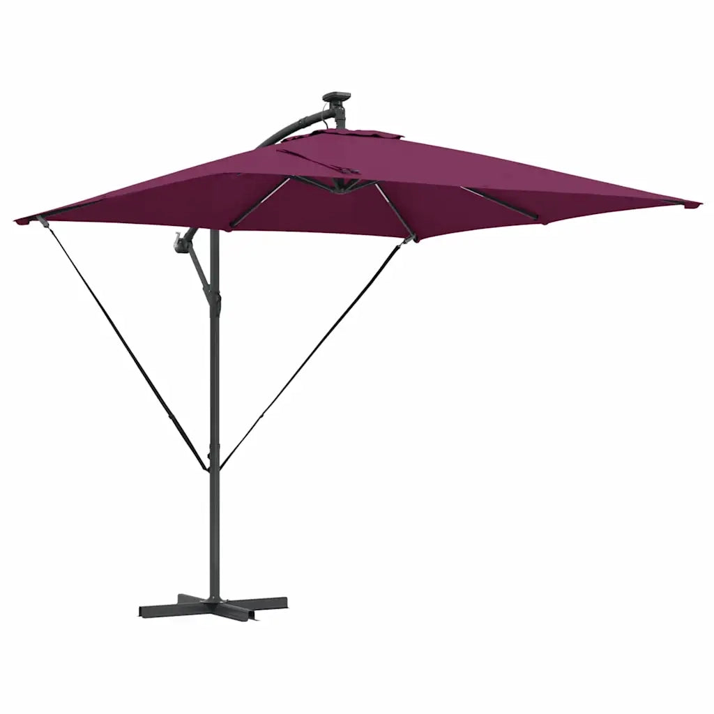 Ombrellone con strisce LED Rosso Bordeaux 249 x 249 x 250 cm 42003405