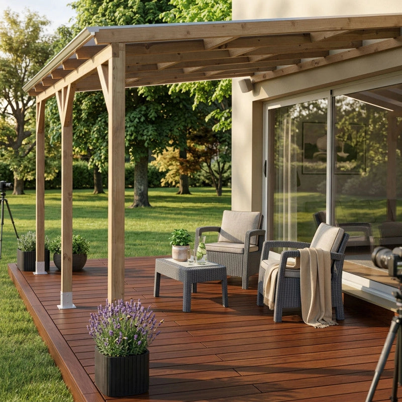 Tetto Couv'TerrasseÂ® in Legno 3x10,4m - Senza tetto