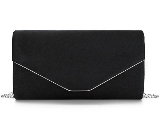 Borsa da sera con cinturino per spalla per donna in satin con tasca per cellulare e accessori