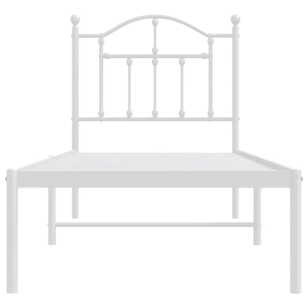 Giroletto senza Materasso con Testiera-Struttura Letto Metallo Bianco 75x190 cm 108188