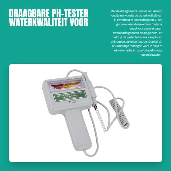 Testatore di pH portatile - Clorometro - Tester di qualità dell'acqua - per piscine e bagni termali - Misura pH e livello di cloro - Facile da usare - Tester di qualità dell'acqua