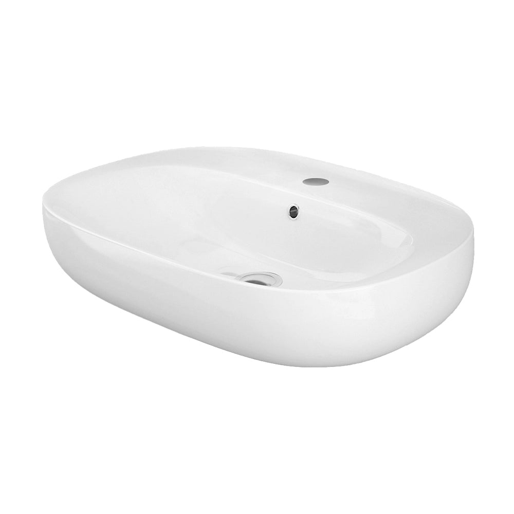 Lavabo ovale 50 cm d’appoggio bianco in ceramica Rak Illusion
