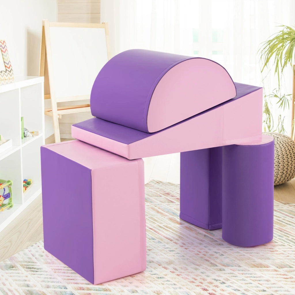 Set di gioco da arrampicata per bambini da 5 pezzi, Strutture di gioco in schiuma impermeabili Viola-Giocattoli educativi