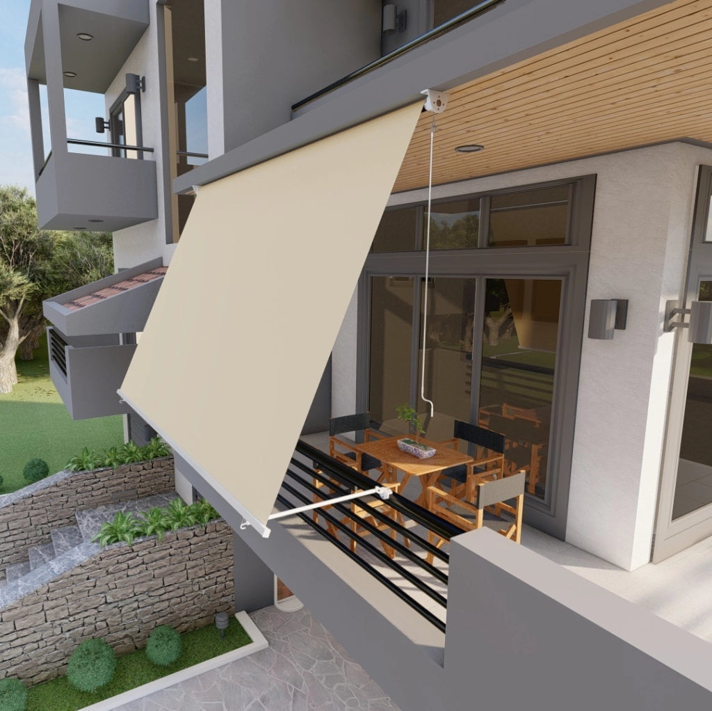 Tenda da sole a caduta con bracci per balcone terrazzo finestra 250cm Beige Golisa
