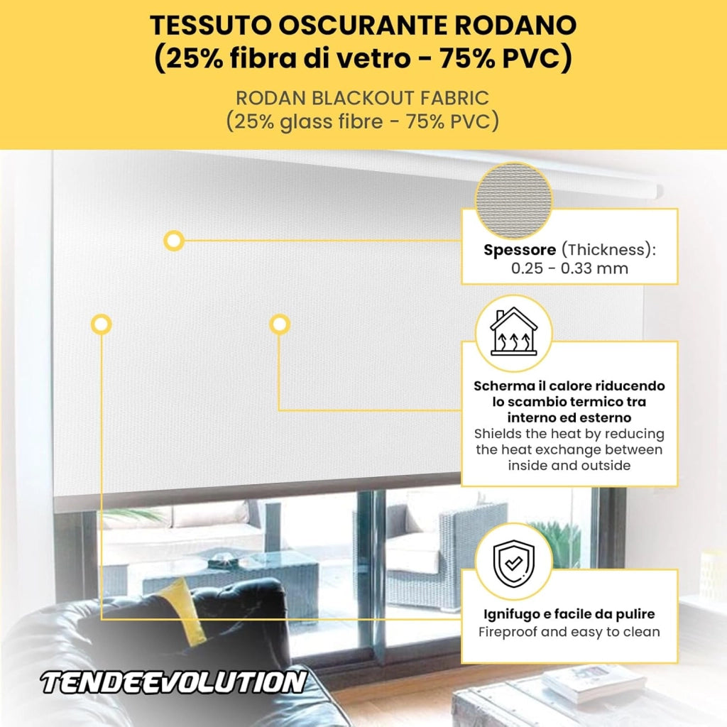 Tenda a Rullo Su Misura RODANO OSCURANTE - Larghezza 0,60m x Altezza 2m - Colore Bianco Sporco 2 - Ideale per Interni ed Esterni