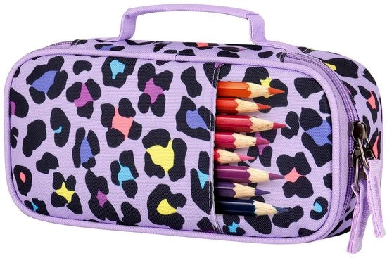 Etui per ragazze, colore nero-beige