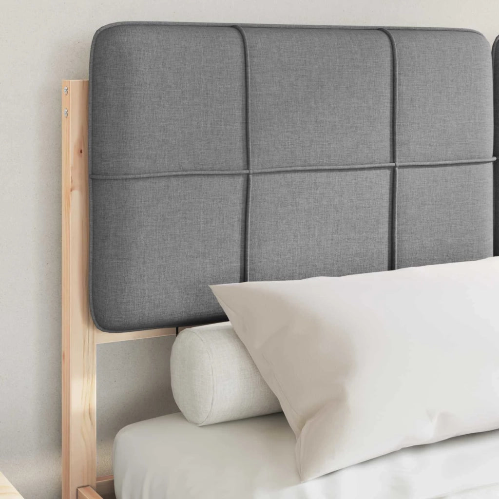 Letto con Testiera Rivestita Grigio chiaro 140 x 200 cm