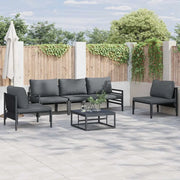 Set Divano da Giardino con cuscino 6 pcs Nero Acciaio 3378975
