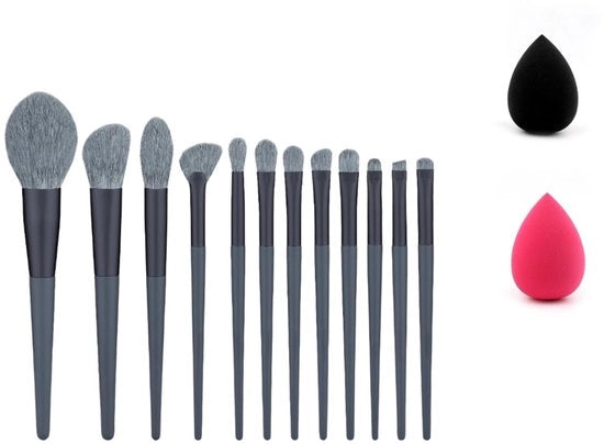Set di pennelli per trucco professionale - 12 pezzi - blu - sintetico
