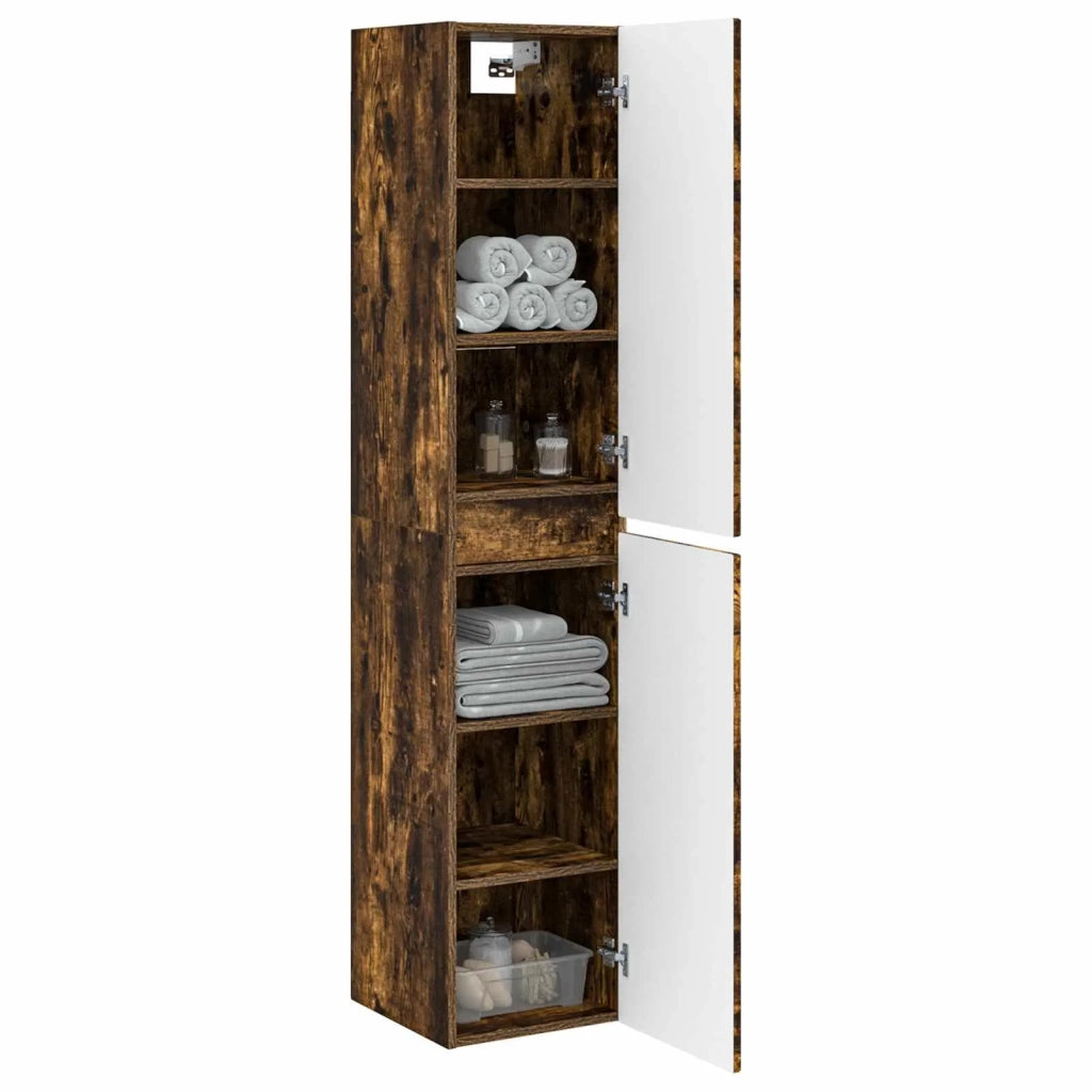 Mobiletto da Bagno | Armadio da bagno a Muro Rovere Fumo 33 x 34,5 x 160 cm