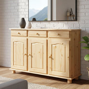 Madia Gragnano, Credenza 3 Cassetti, 130x43x87h cm Marrone Quercia