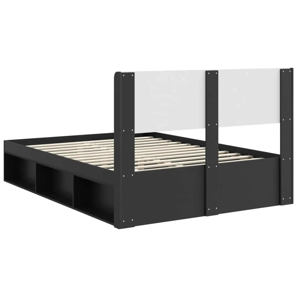 Struttura del letto con stoccaggio e testata-Giroletto con contenitore Nero 160 x 200 cm