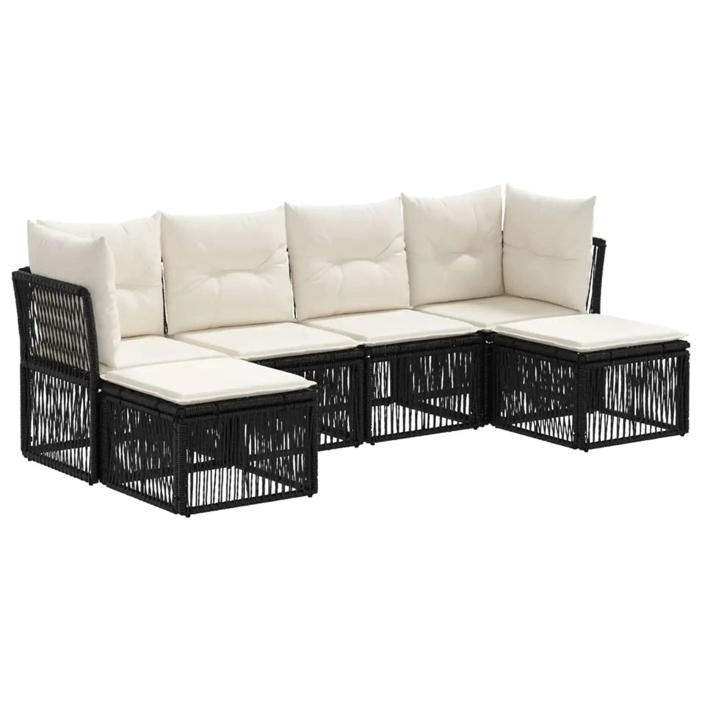 Set Divano da Giardino 6 pz Nero polyrattan 3434302