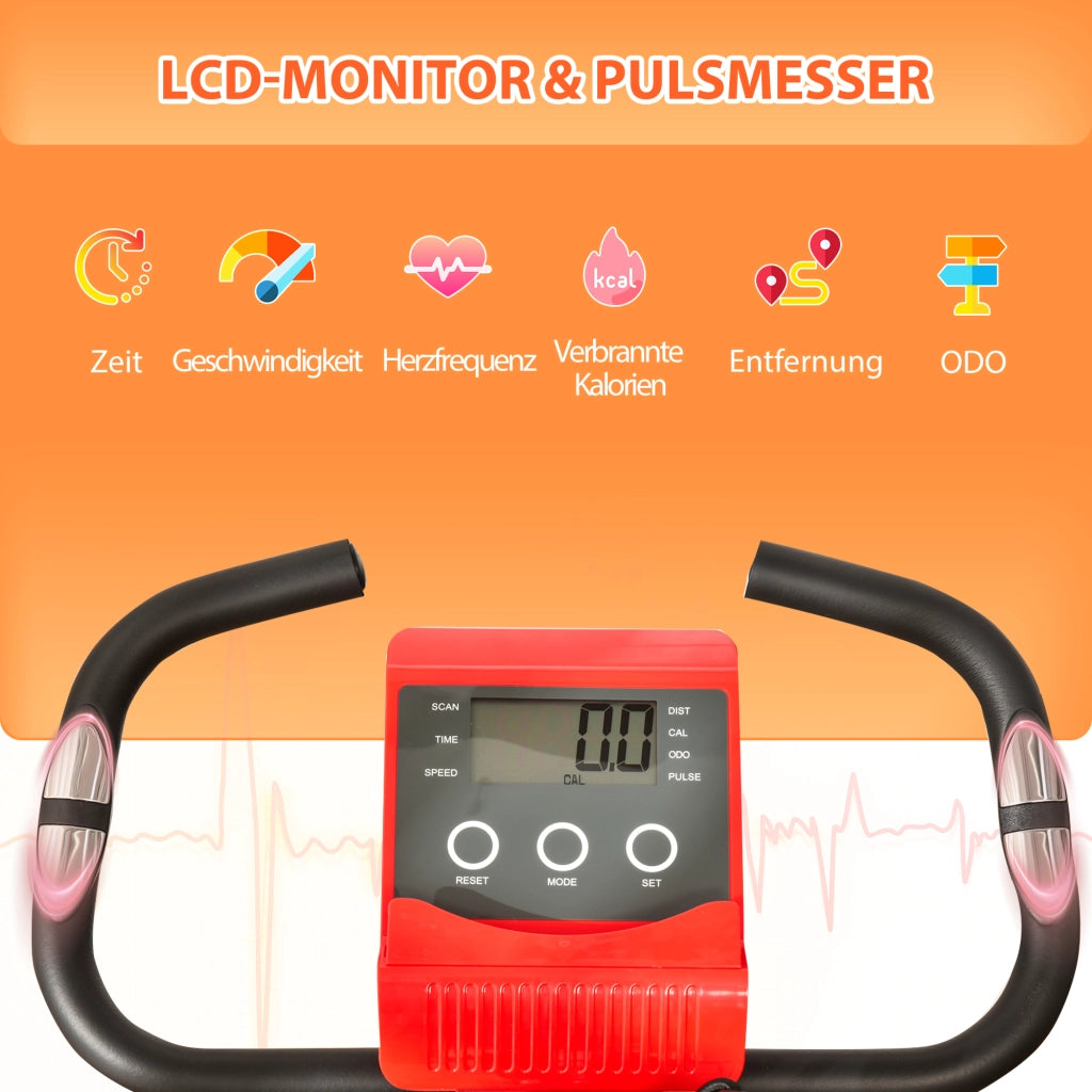 Cyclette pieghevole 2 in 1 con display LCD e resistenza magnetica regolabile su 8 livelli, completa di 1 coppia di cavi di tensione per un