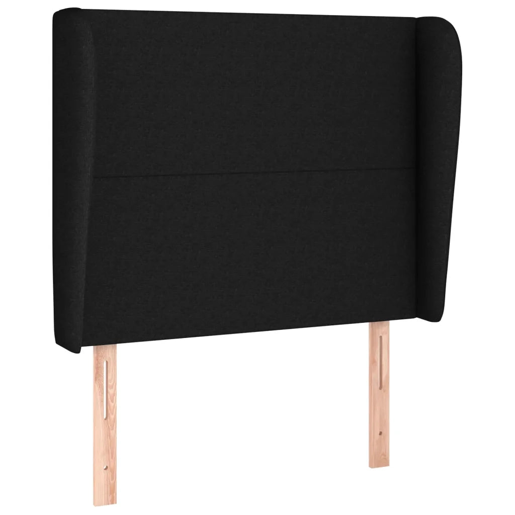 Testiera | Testata ad Orecchio Nera 83x23x118/128 cm in Tessuto