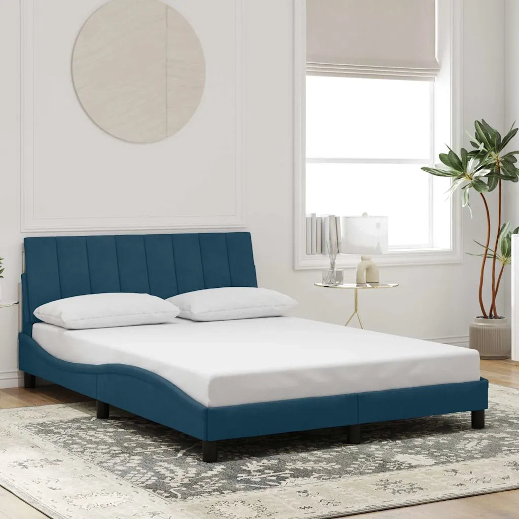 Giroletto senza Materasso-Struttura Letto Hanko Blu 140x200 cm in Velluto