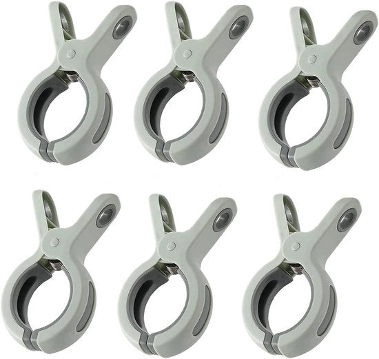 Clip per ombrellone da spiaggia in grande formato - 6 pezzi - Verde - Clip per asciugamano robusto - Impermeabile al vento - Per uso quotidiano - Asciugamano da spiaggia - Tappeto - Biancheria da letto