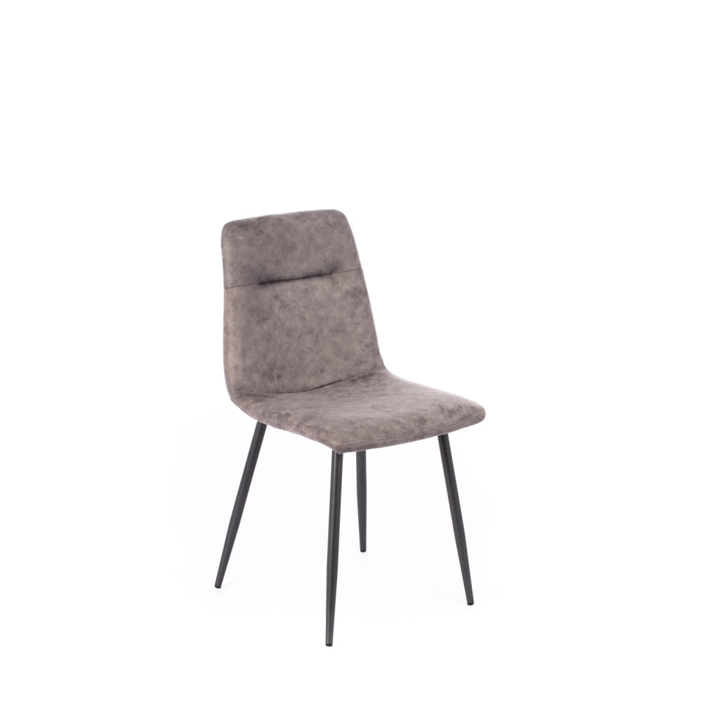 Sedia Lea con Struttura in Metallo e Seduta in Similpelle Grigio Vintage - Design Moderno Ergonomico 48.5 x 49 x 88 cm per Interni