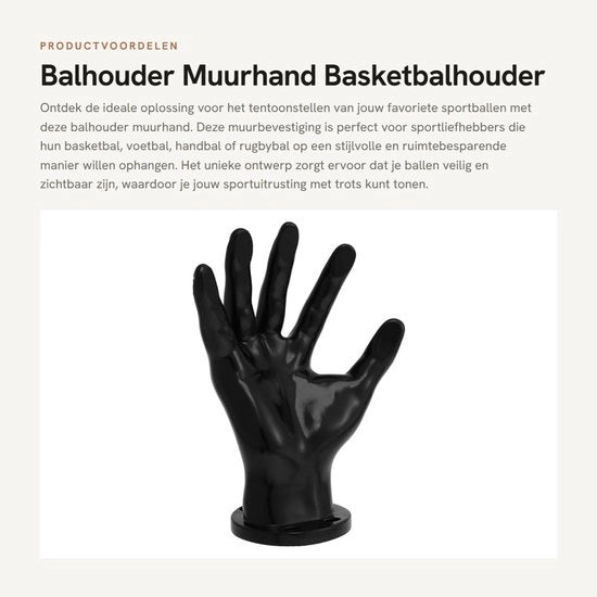 Balhouder per Parete - Sicura e Spaziale - Supporto per Pallacanestro - Pallavolo - Pallamano - Design Spazia - 22x6,5 cm - Balstandaard