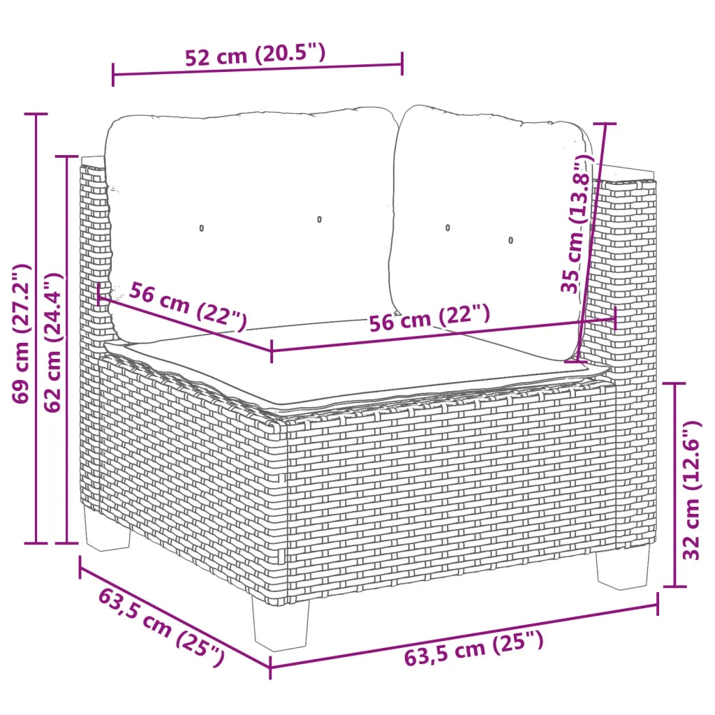 Set Divani da Giardino 9 pz con Cuscini Nero in Polyrattan 3261977