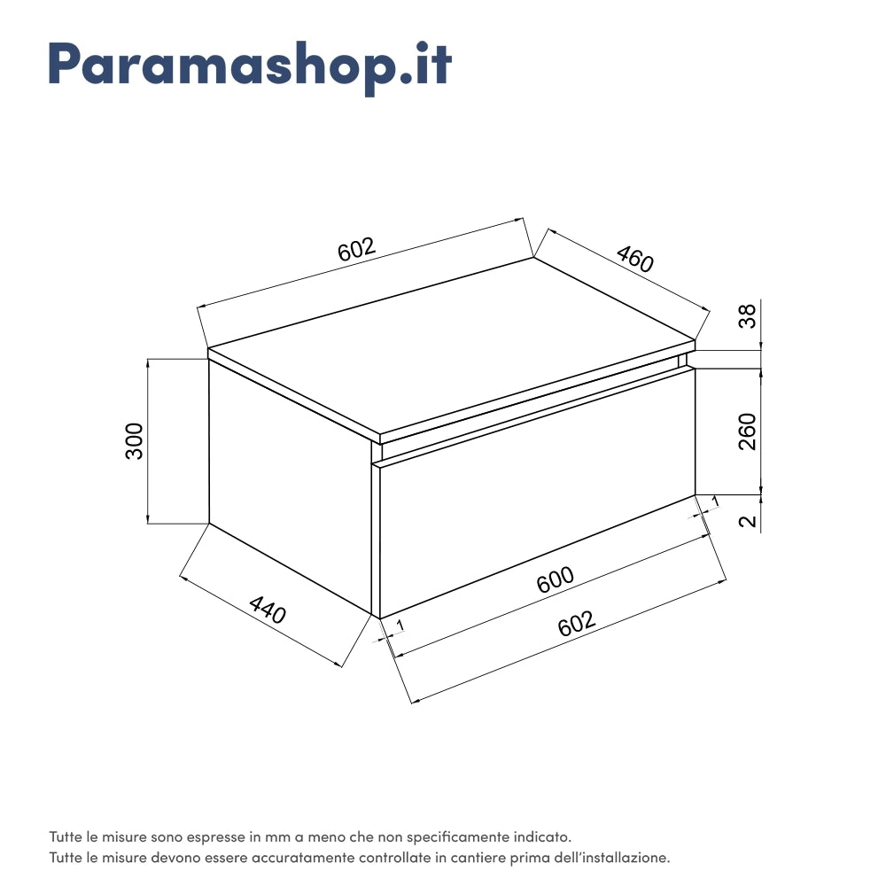 Cassettone sospeso 60 cm blu pastello opaco | Darwin