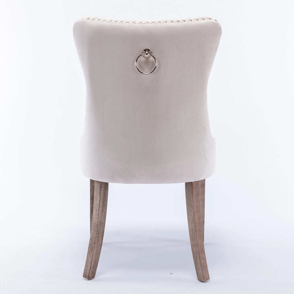 Nikki Collection - Set di 2 sedie da pranzo moderne e di alta gamma in legno massello trapuntato con rivestimento in velluto e gambe in legno con borc