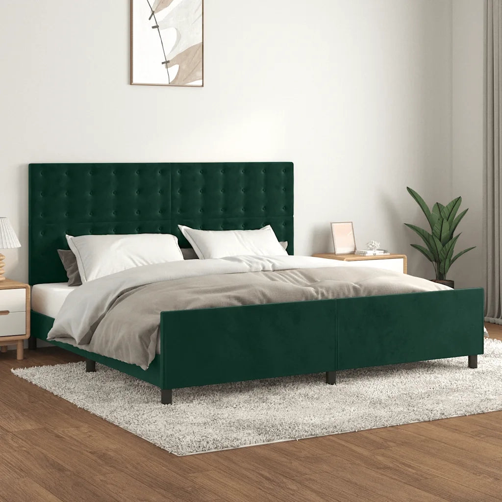 Letto matrimoniale | Letto per adulti | Giroletto senza Materasso Verde Scuro 200x200 cm in Velluto