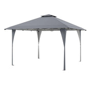 Tenda da gazebo con tetto ventilato e borsa per il trasporto, Riparo istantaneo regolabile 390 x 390 cm Grigio