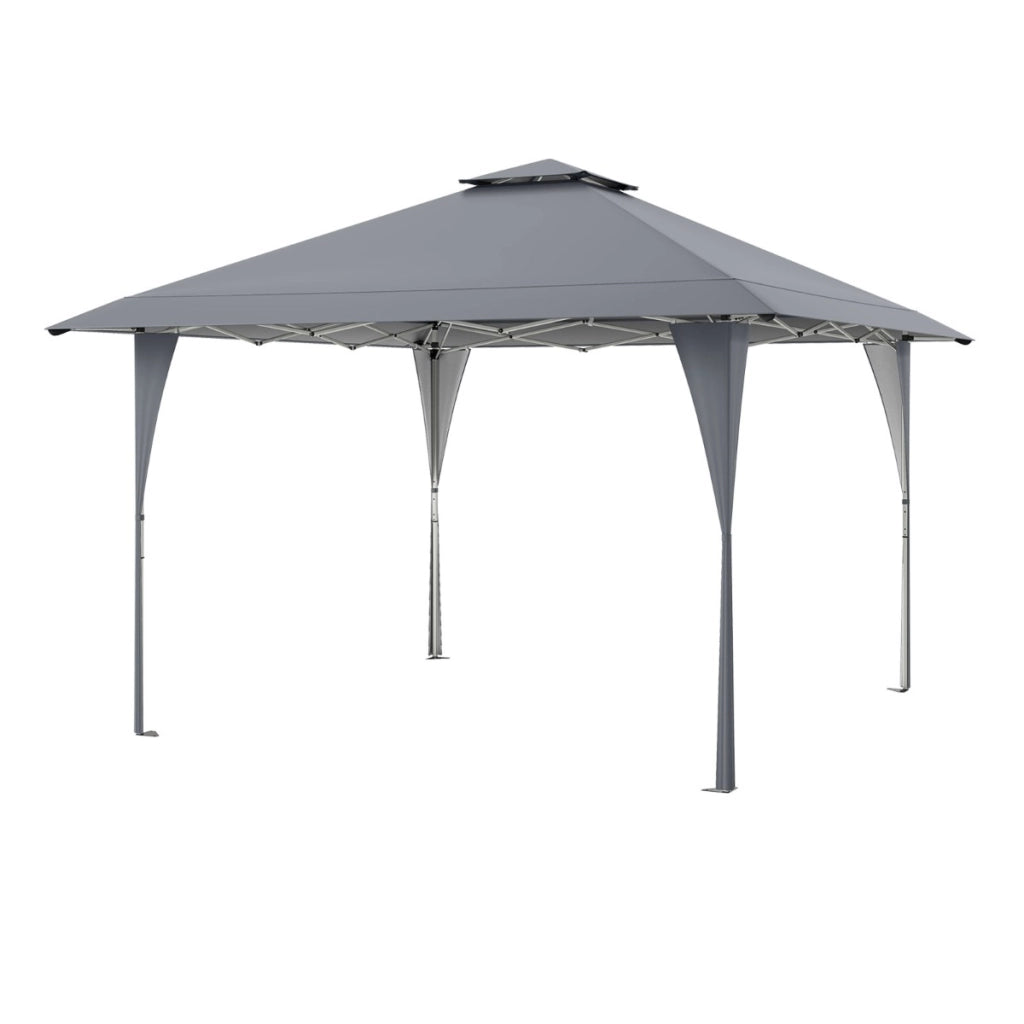 Tenda da gazebo con tetto ventilato e borsa per il trasporto, Riparo istantaneo regolabile 390 x 390 cm Grigio