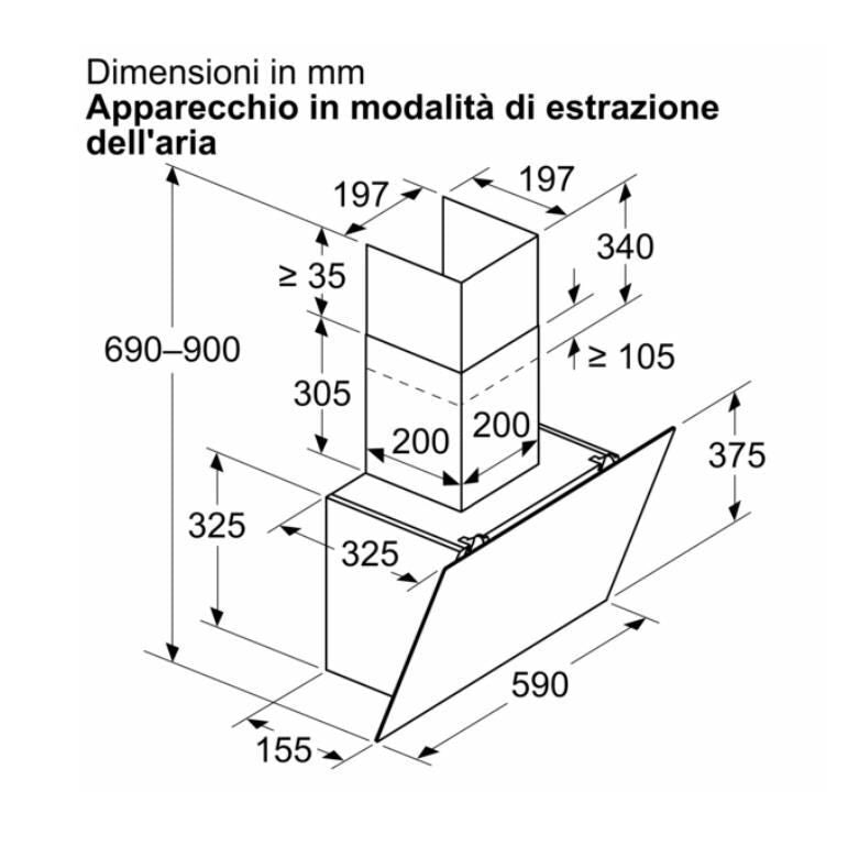 Bosch Serie 2 DWK65DK60 Cappa a parete 60 cm Vetro nero Classe A