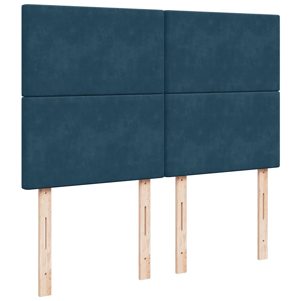 Giroletto a Molle con Materasso Blu 140x200 cm in Velluto