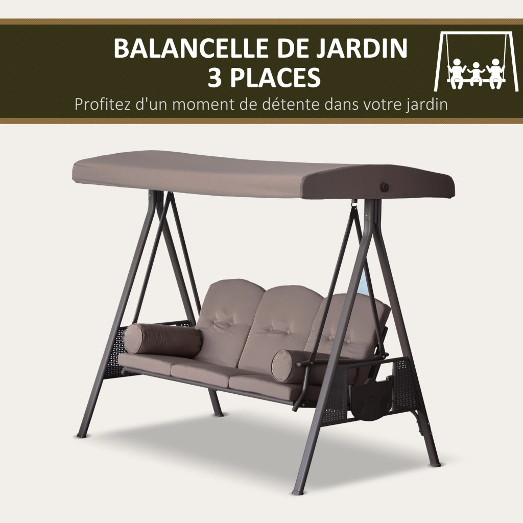 Sedia a dondolo da giardino 3 posti con cuscini ¨C Minimal ¨C Polyester beige