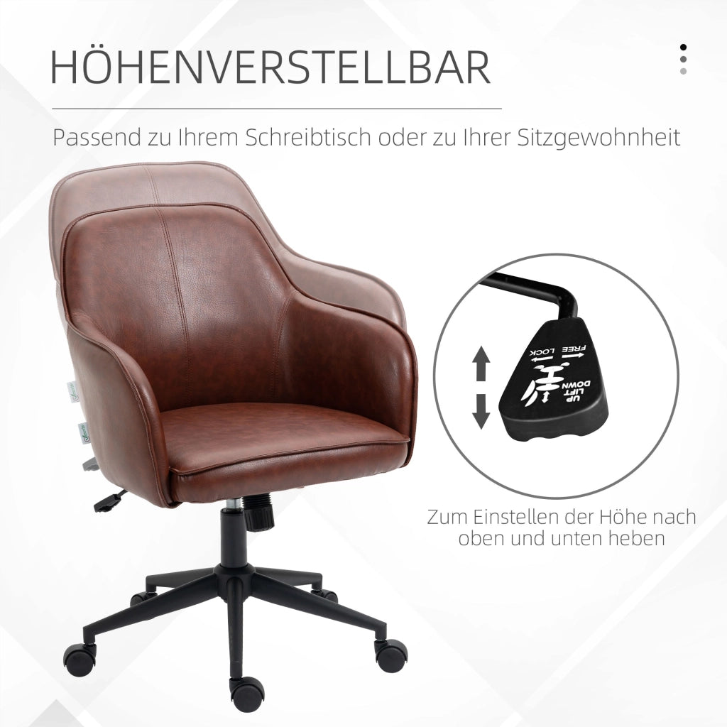 Sedia da Ufficio Girevole Regolabile in Altezza ¨C Xylo ¨C Marrone 58,5x62x91 cm