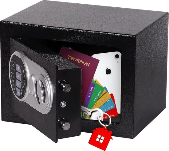 Cassa di Sicurezza Elettronica con Codice - Box di Sicurezza in Acciaio per Denaro e Gioielli - 3- a 8-cifre Codice - 2 Chiavi