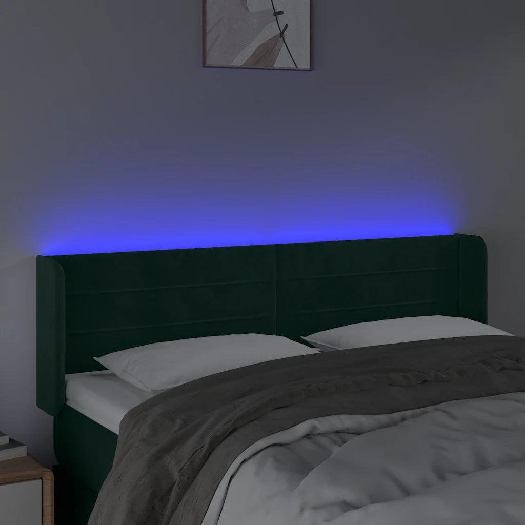 Testiera a LED Verde Scuro 147x16x78/88 cm in Velluto 3123427
