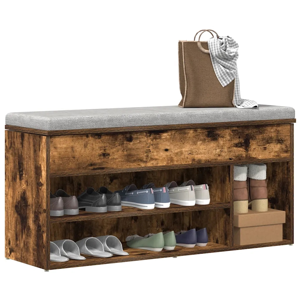 Scarpiera-Scaffale per scarpe Rovere Fumo 102x30,5x45 cm in Legno Multistrato