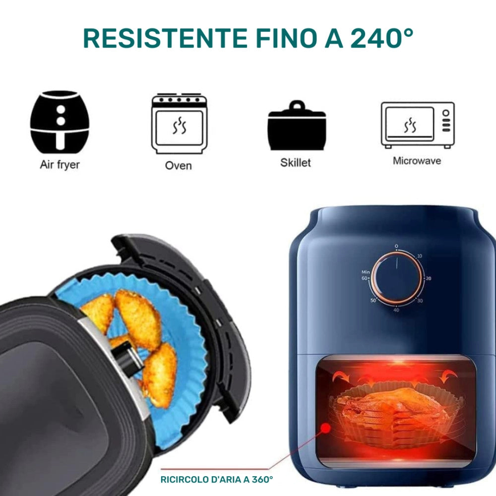 Trade Shop - Cestino In Silicone Friggitrice Ad Aria Teglia Riutilizzabile Antiaderente 20cm -