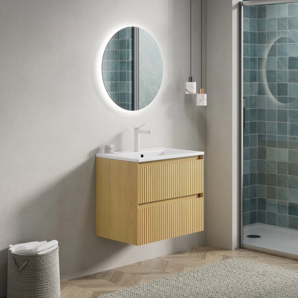 Mobile Bagno con Lavabo ¨C MINIMAL ¨C Legno, 2 Cassetti, 61 cm
