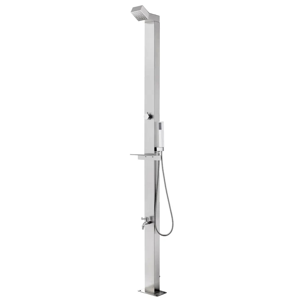 Doccia da Giardino con Base Grigia 225 cm in Acciaio Inox CFW4846117