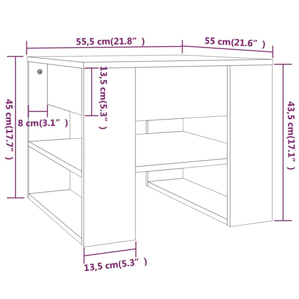 Tavolino Salotto-Tavolino da soggiorno-Tavolo Grigio Sonoma 55,5x55x45 cm Legno Multistrato