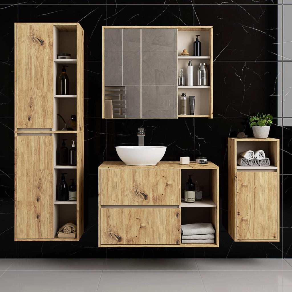 Colonna bagno sospesa VAMI Rovere Artisan, Cashmere 50 cm 2 ante 50x30x170 cm